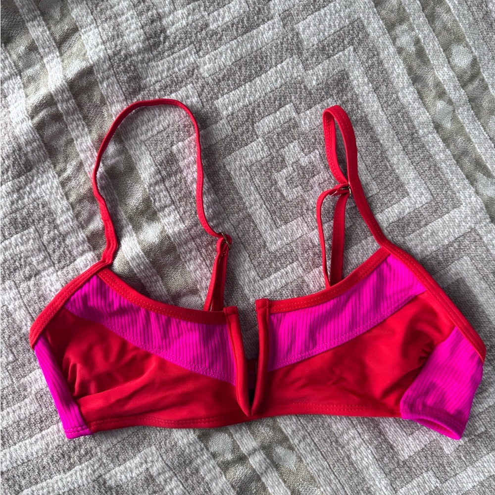 Women's Red and Pink Bikini top